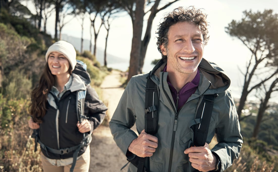 woman and man hiking