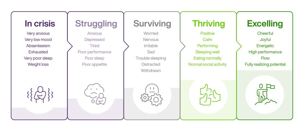 Diagram showing the 5 stages of mental health