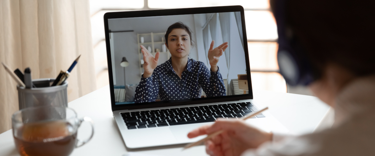 Virtual consult on a laptop