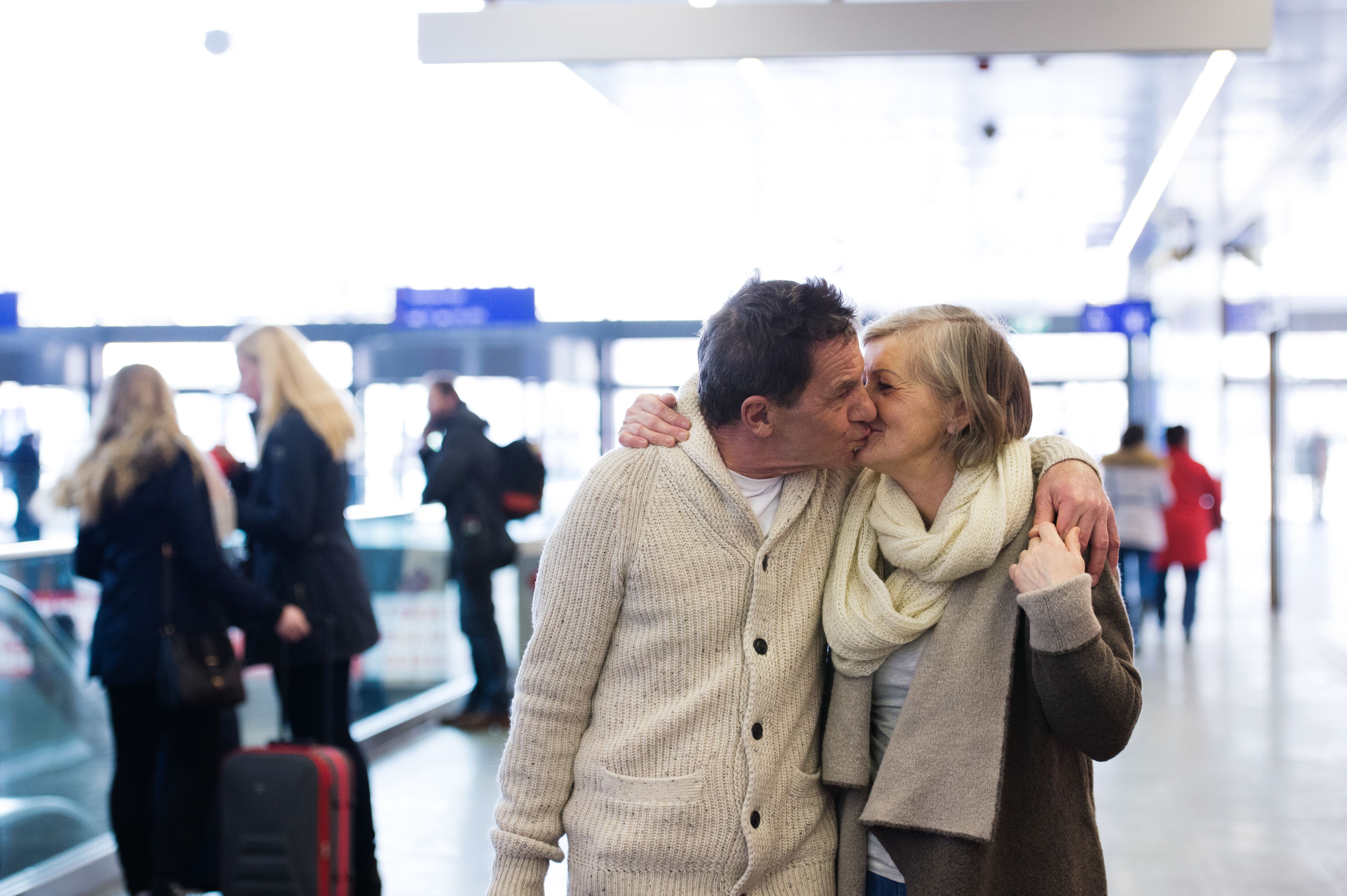 older couple kissing